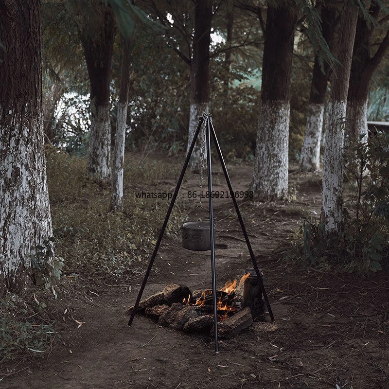 Outdoor Camping Stainless Steel Tripod Bracket Set Camping Supplies Hanging Pot Picnic Barbecue Bracket Set Convenient