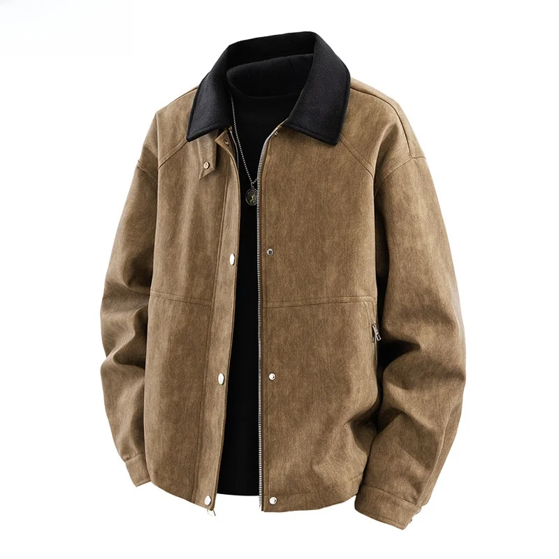 

Trendy Quali Men's Jaet Autumn Spring plus Size Loose Casual Collar Design Outerwear Haome Color Blo Large Code