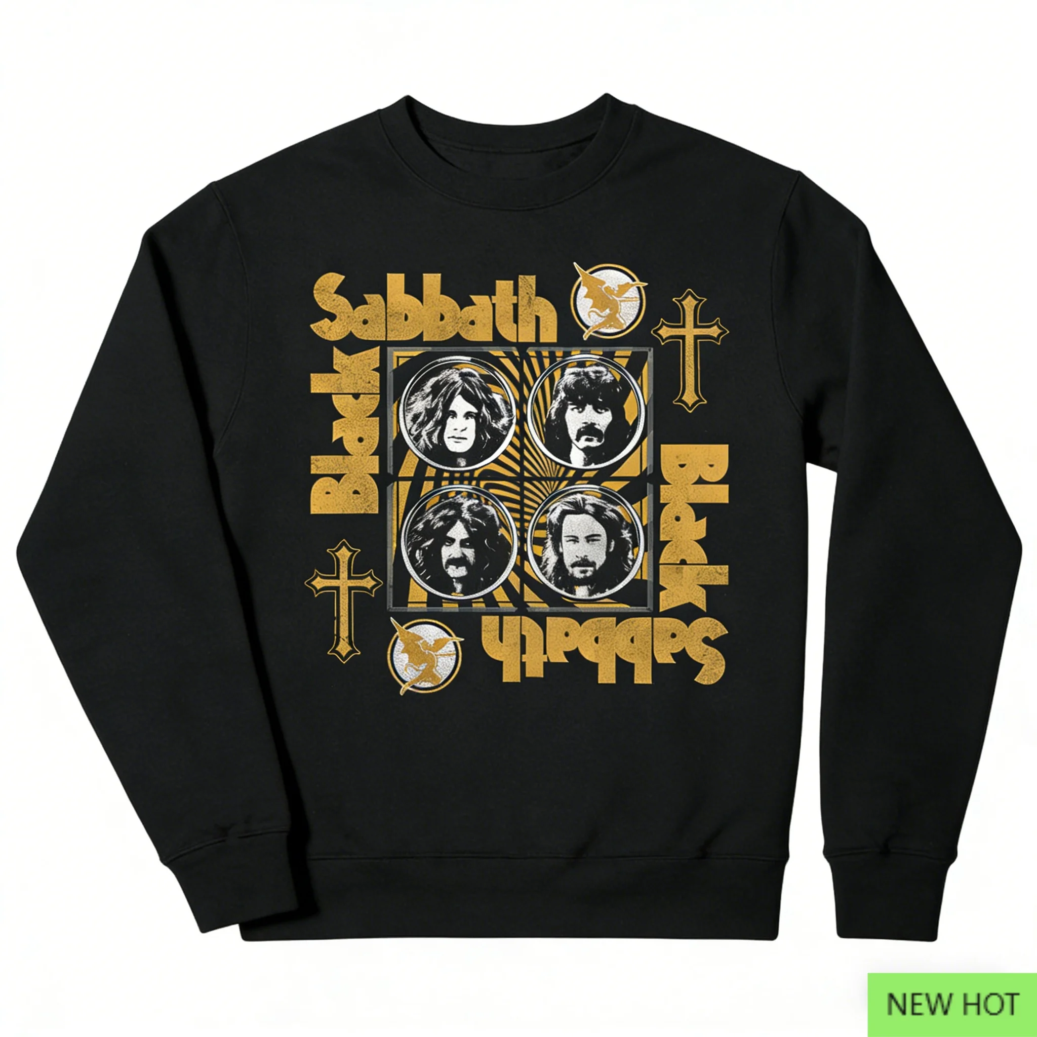 Black Sabbath Classic Crewneck، قميص معدني ثقيل، مثالي للمعجبين الذين يحبون المعدن البريطاني والريجعية الداكنة #1
