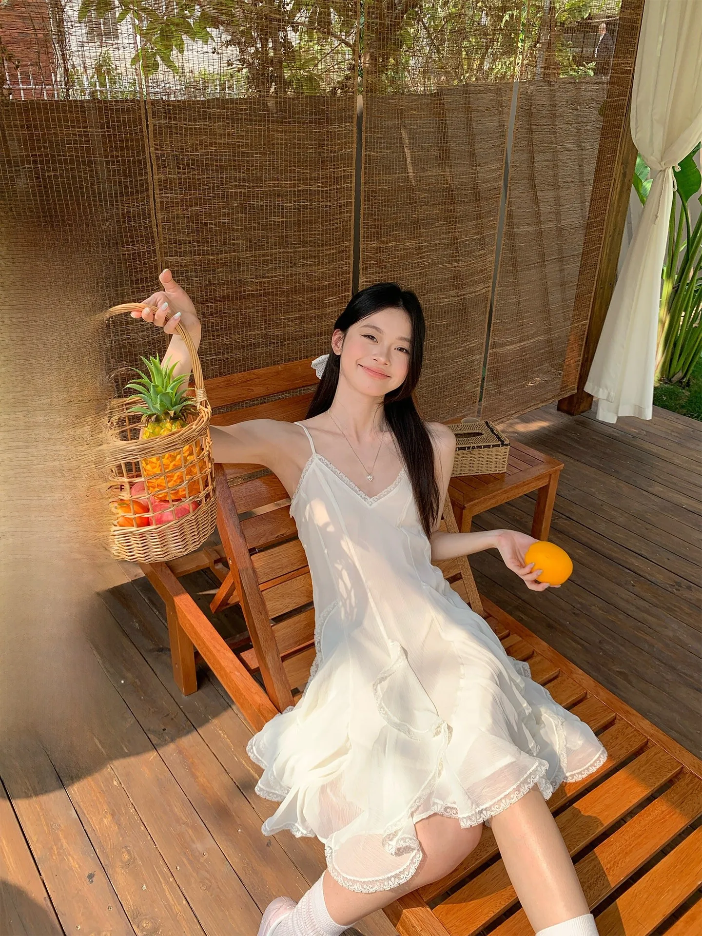 

Song Zhengen Summer New Sweet Style Women's Off-Shoulder Chiffon Dress Irregular Lace Hemline Sleeveless City Commute Dress