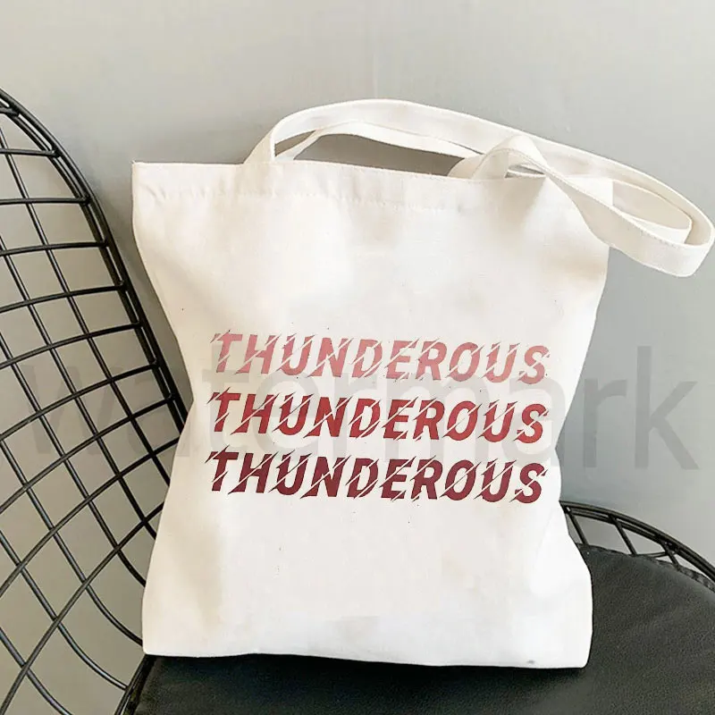 Kpop Korean Tote Bag Thunderous Shopping Bag Women Shopper Shoulder Harajuku VintageTravel Teacher Student Book