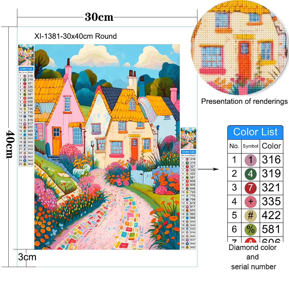 5D DIY Landschaft Diamant Malerei Garten Stadt voller Diamant Mosaik Stickerei Stadt Landschaft Kreuzstich Set Kunst Home Dekoration – Detail 4