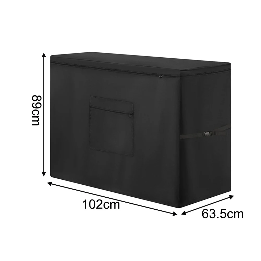 Waterproof Black Refrigerator Cover Compatible with Chest Fridges Up to 114x63.5x89cm - 210D Oxford Fabric with Zipper Closure
