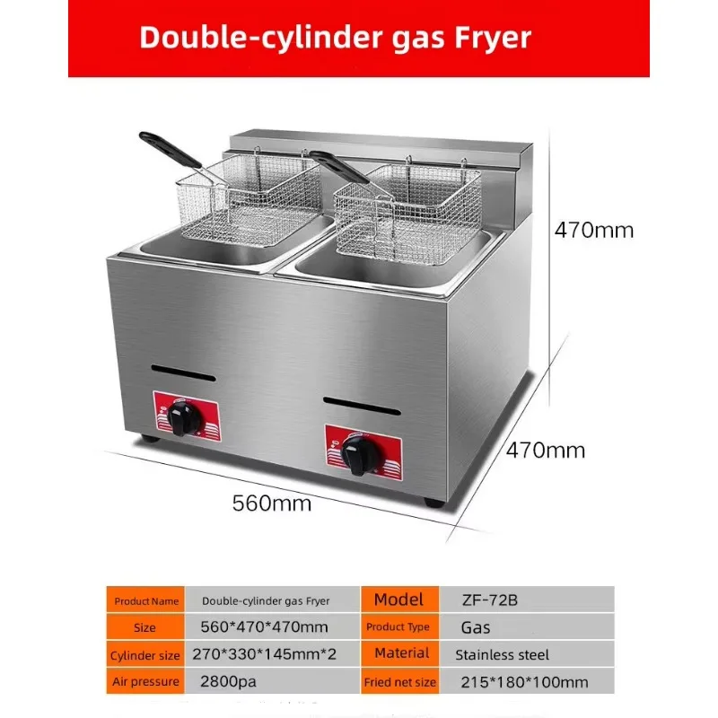 Friteuse à gaz Double cylindre 10L + 10L, Pot de poulet frit Commercial, maison, friteuse de fête