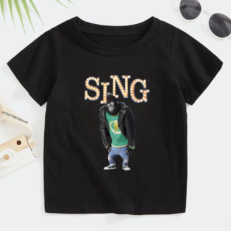 Sing Movies T-shirts Sing Kids Party Shirt Gorilla Short Sleeves Kids Summer Boys Girls Children Boys T Shirt