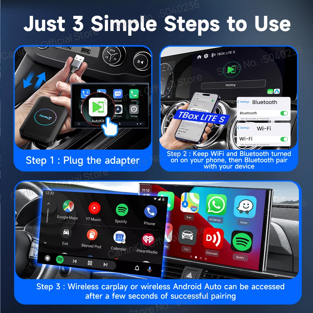 CarlinKit CarPlay Android TV Box Lite سلكي إلى سيارة لاسلكية تشغيل Android Auto محول مع صندوق بث الفيديو HDMI لسيارة OEM
