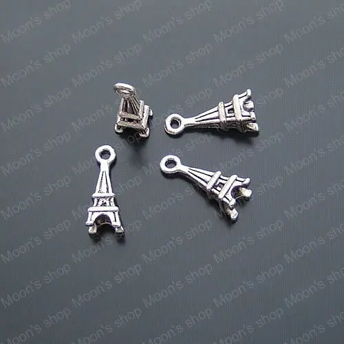 (JM128)50 pieces 15*6mm Eiffel Tower  Jewelry Findings Accessories 3D charm pendant Alloy Antique Silver color