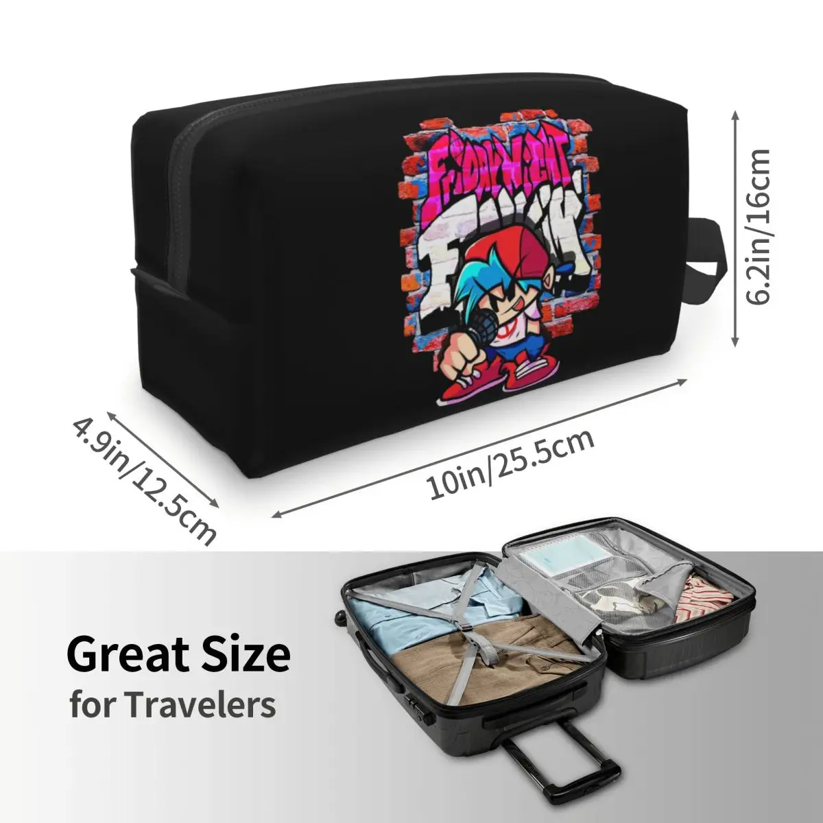 BoyFriend FNF. Brick Wall Makeup Bag Cosmetic Organizer Storage Dopp Kit Toiletry Cosmetic Bag for Women Beauty Travel