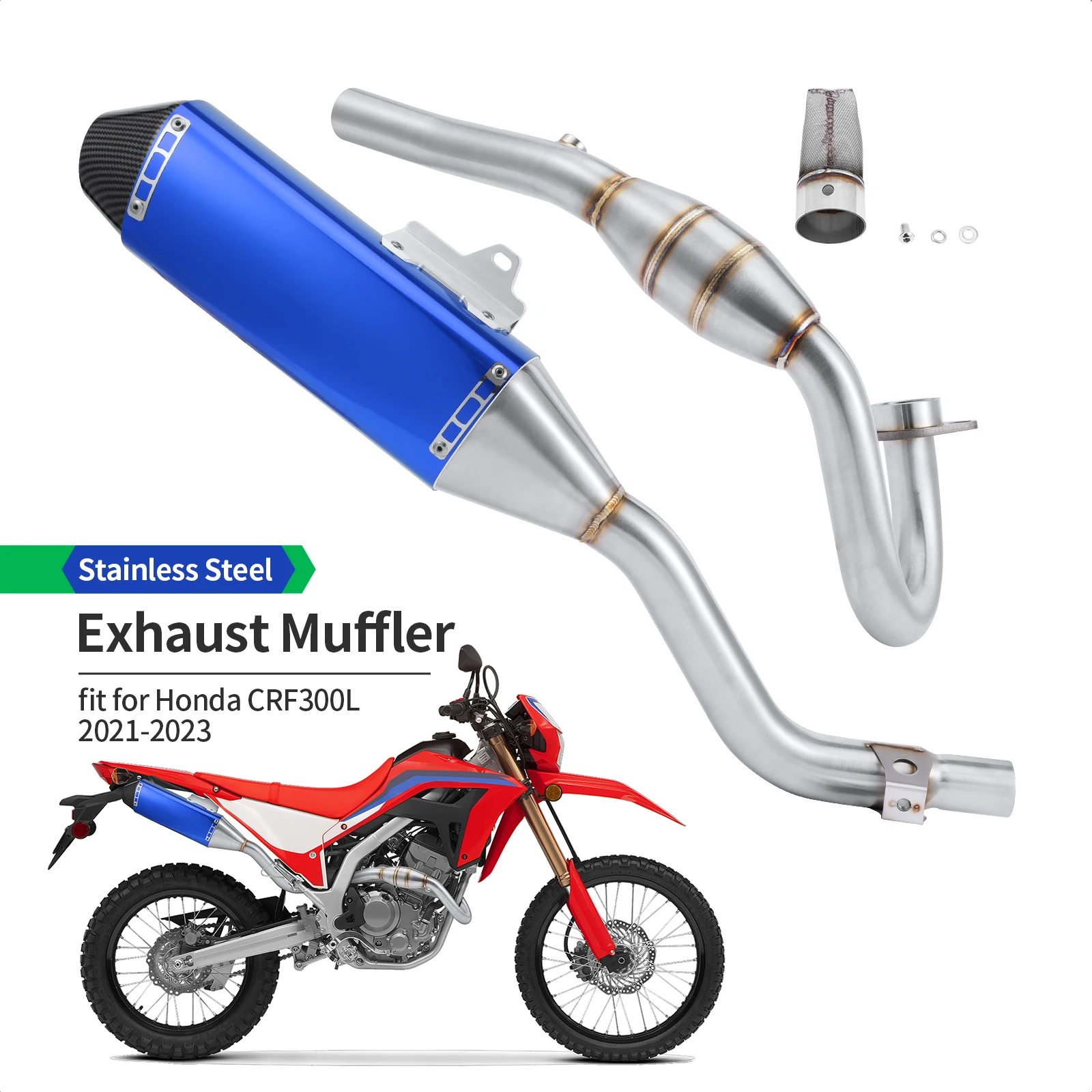 Motorcycle Slip-on Mufflers Muffler Pipe with Heat Shield Kit Suitable for Honda CRF300L full system stainless steel 2021-2023