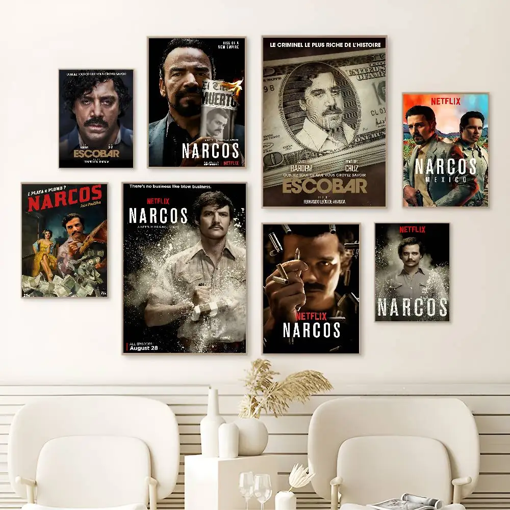 Narcos TV Pablo Escobar Anime Posters Sticky HD Quality Wall Art Retro Posters For Home Kawaii Room Decor