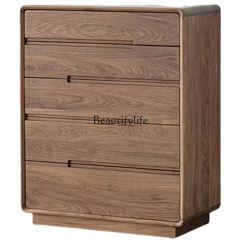 

North American black walnut log eight-bucket cabinet pure solid wood storage drawer side cabinet