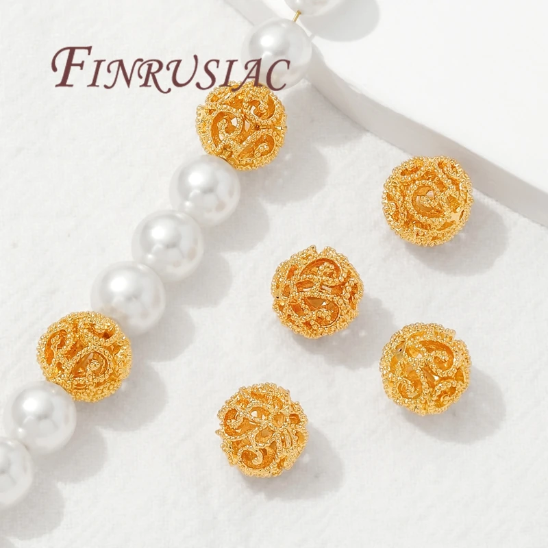 8 مللي متر 10 مللي متر الخرز ، فواصل للأساور 18K مطلية بالذهب خزر عازل ، الخرز المستديرة ، DIY بها بنفسك مجوهرات اكسسوارات ، النتائج قلادة