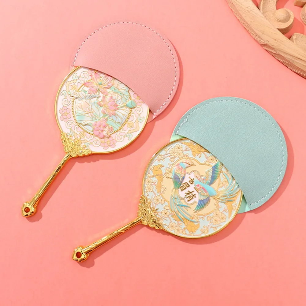 مرآة يد على الطراز الصيني الثقافي الإبداعي، مرآة قابلة للطي محمولة مذهبة بنمط كلاسيكي، هدية تذكارية للسفر