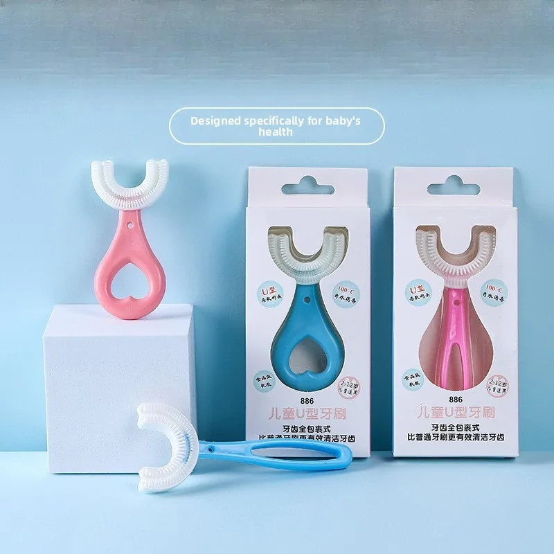 الأطفال U-شكل فرشاة الأسنان 360 درجة تنظيف الفم الاطفال فرشاة أسنان لينة مليون نانو الخشن سيليكون الطفل فنجر عضاضة