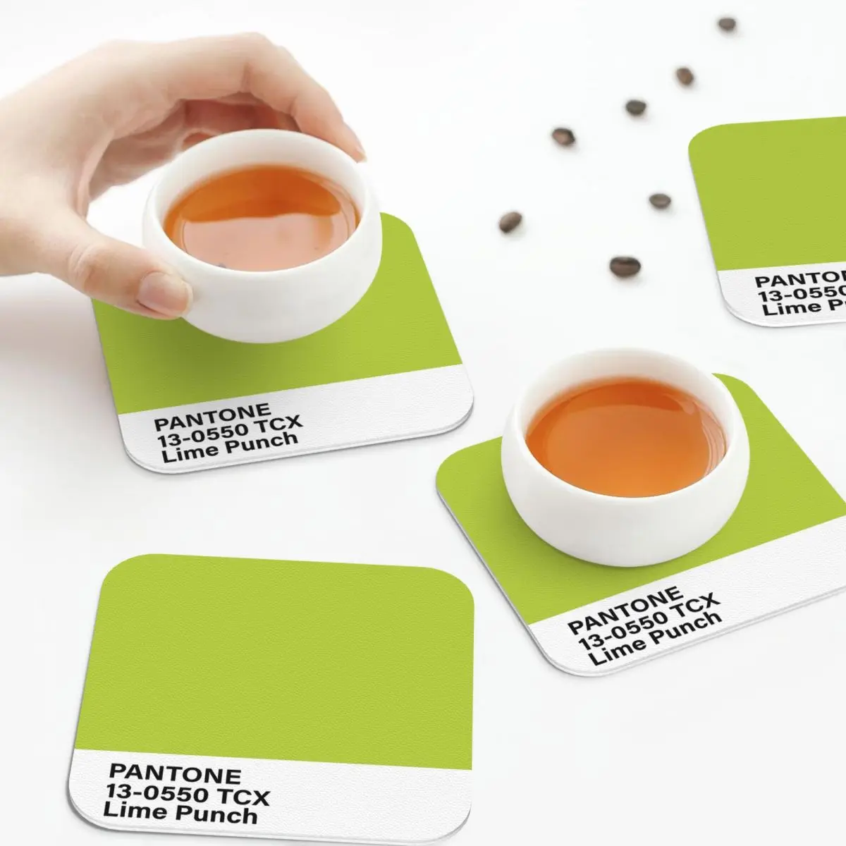 Pantone 13-0550 TCX Lime Punch Posavasos manteles individuales de cocina aislamiento taza tapetes de café para decoración hogar vajilla almohadillas juego de 4