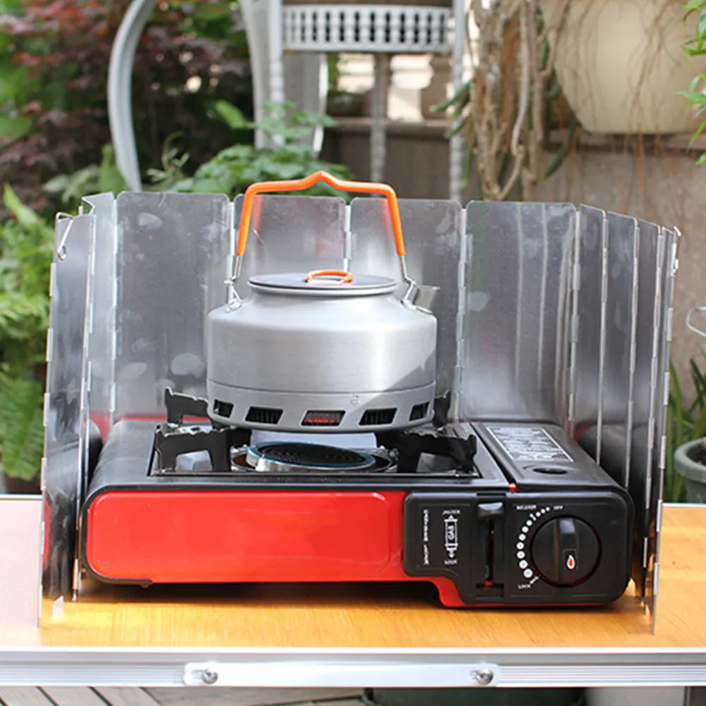 

12 Pieces Camping Stove Windshield Foldable Aluminum Alloy Gas Stove Windscreen Lightweight Portable Outdoor Accessories