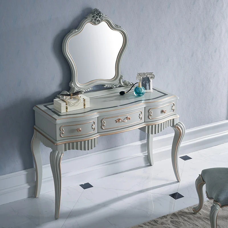 French furniture, European style solid wood dressing table, small unit bedroom with gold foil dressing table