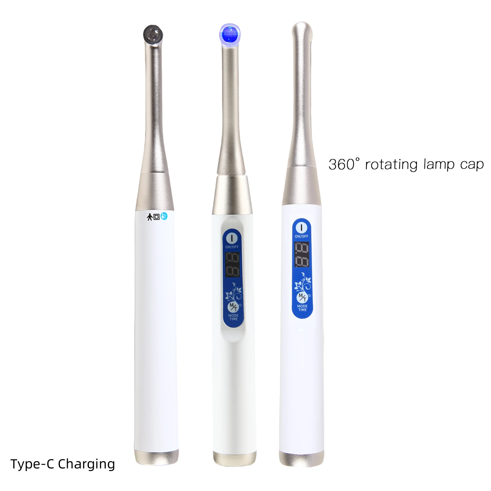 

Dental Cordless LED Curing Light 3 Modes 1 Second Cure Light Lamp Metal Head