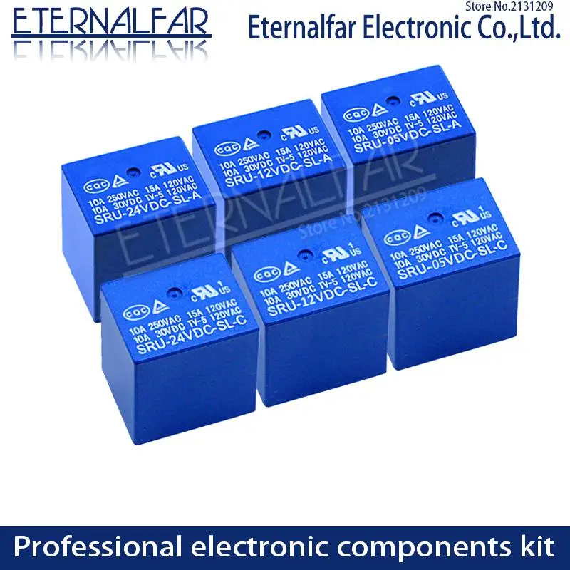 12VDC-SL-A Time Relays SRD-05VDC-SL-C 5V 6V 9V 12V 24V 48V DC 10A 125V 250V AC SPDT NO Typc A 4PIN SPDT B-M Typc C 5PIN PCB T73