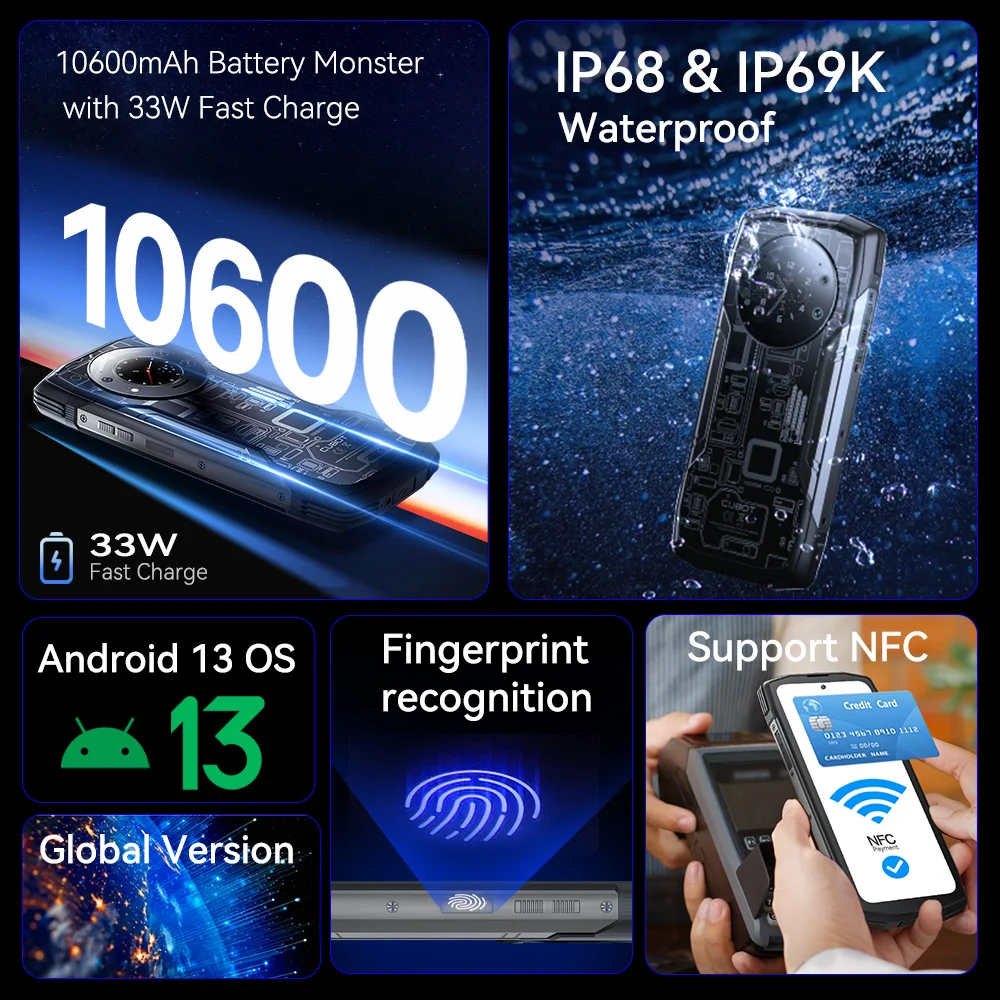 Imagem -06 - Cubot Kingkong Star Robusto Smartphone 5g 24gb Ram12gb+12gb Estendido 256gb Rom Tela 2k de 678 Dimensity 700 Octa-core Câmera de 100mp 10600mah Carga de 33w Nfc 4g Celular Adicionar ao Carrinho e Coleção