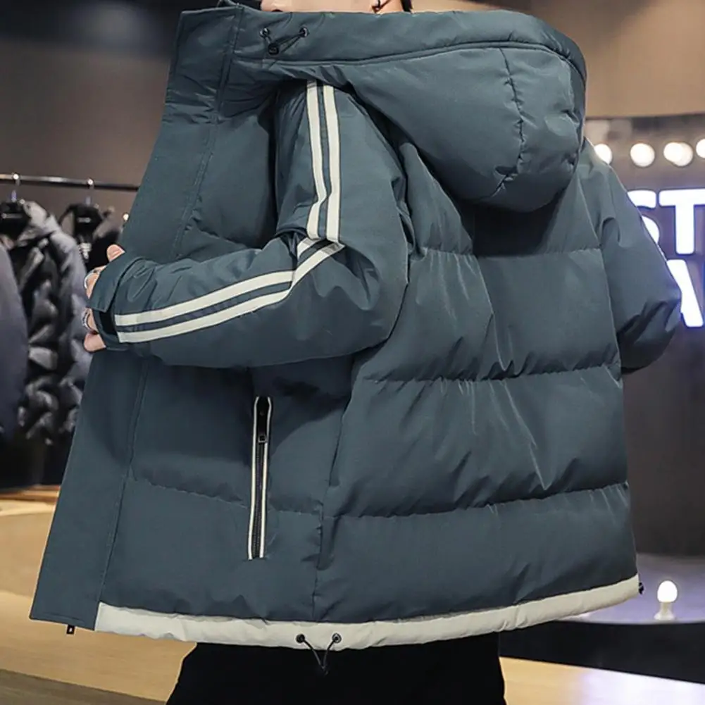 

Men Winter Jacket Hooded Coat Mens Thick Warm Coat Loose Streetwear Casual Harajuku Zippered Jacket Zipper Placket Outwear
