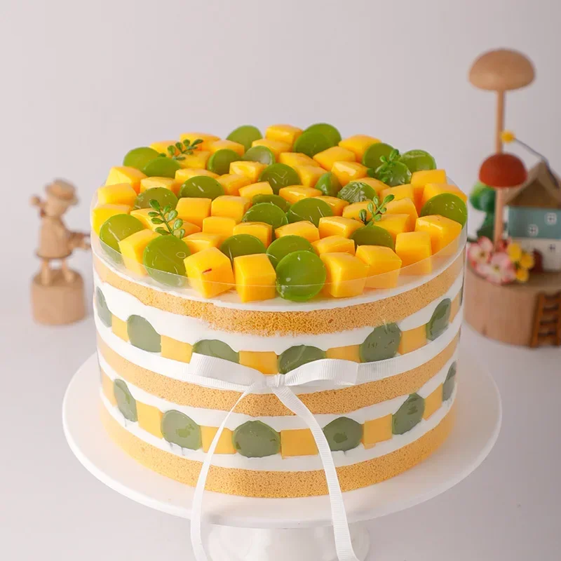 

Artificial Mango Strawberry Cream Cake Model, Plastic Simulation Fruit Birthday Cake Decoration, Window Display Sample