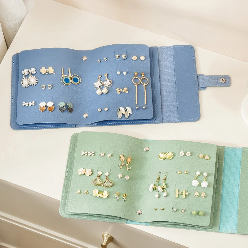 1Pcs 42 Pairs Earrings Organizer Album PU Leather Portable Ear Studs Holder Storage Bag Earring Book Travel Jewelry Case Box