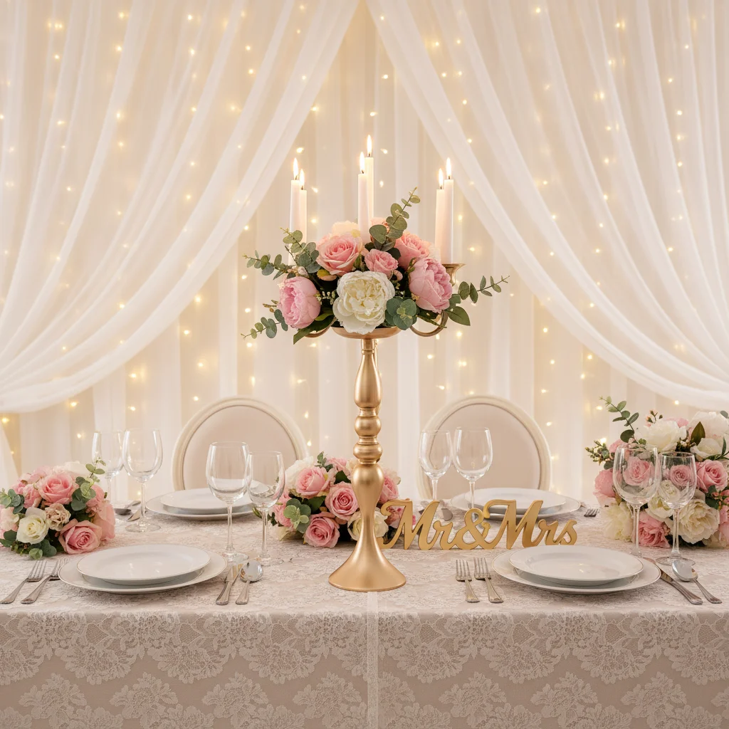 

10Pcs Gold Candle Holders European Style, Tall Trumpet Candle Stick Holders for Wedding Home Decor, Iron Tabletop Centerpiece