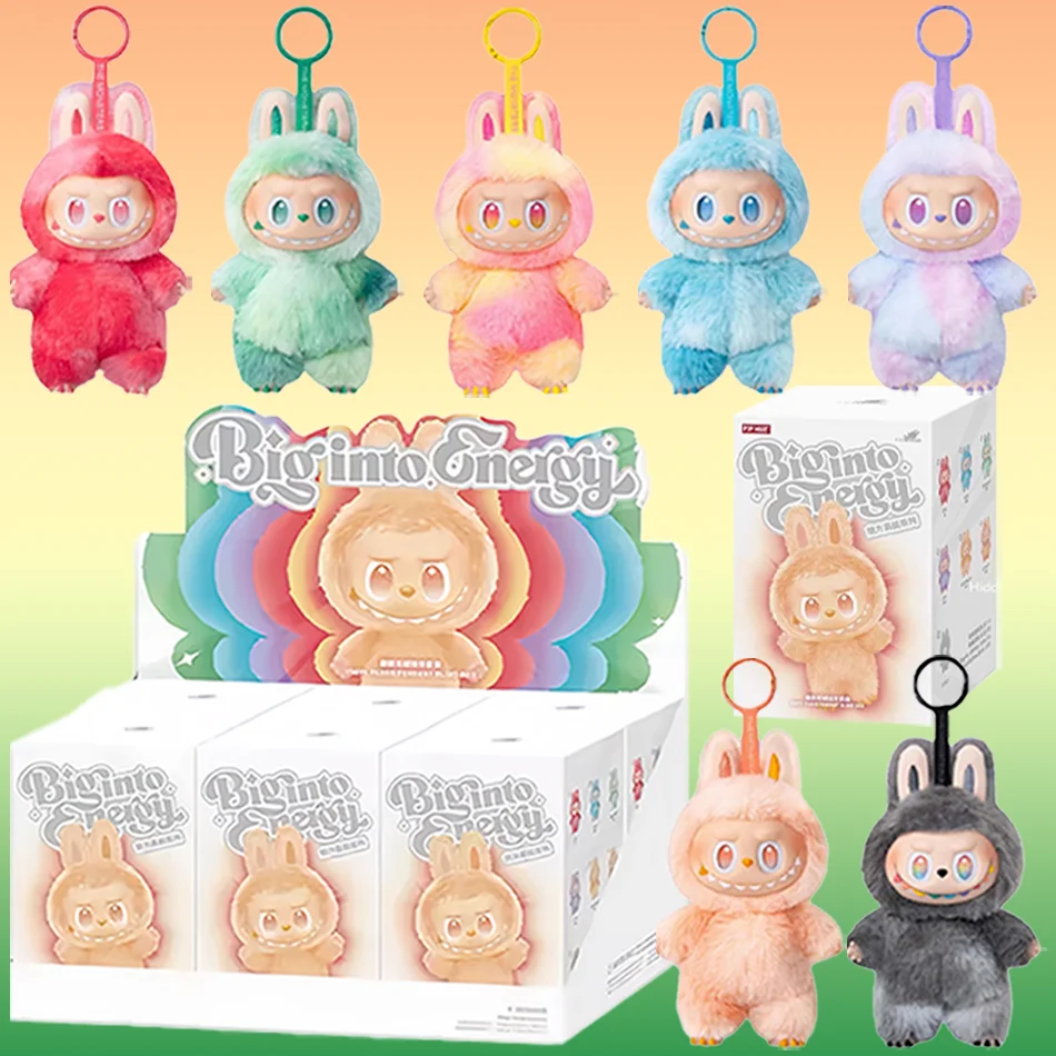 Para Labubu Heartbeat Macaron esmalte caja de cara de monstruos estatuilla de Pvc adorno de mesa muñeca Kawaii regalo de cumpleaños para niños