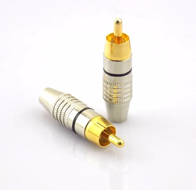 Solder-Free RCA Male Connector - Gold-Plated AV Plug for Audio Cable & CCTV Camera Applications