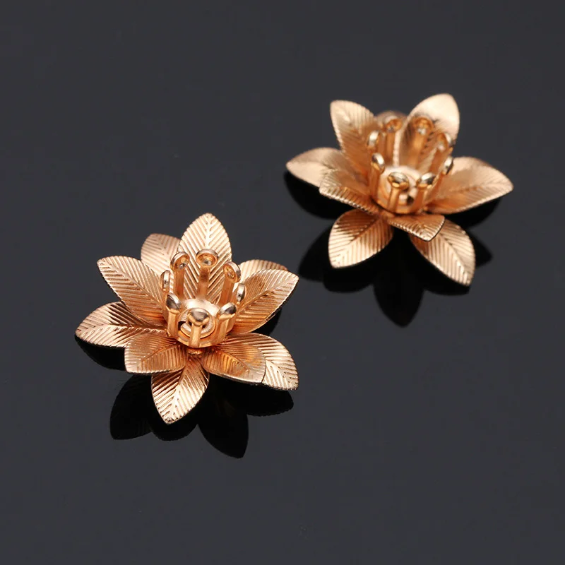 Mibrow 20pcs/lot Gold Silver Color 6*15mm Copper Flower Bead Caps Filigree For Stud Earrings DIY Jewelry Making Findings