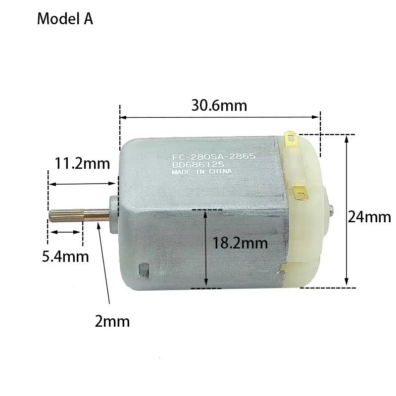 마부치 FC-280SA-2865 미니 280 모터, 고속 스플라인 및 라운드 샤프트 카본 브러시, 마이크로 24mm 모터, DC3V, 5V, 6V, 9V, 23500RPM