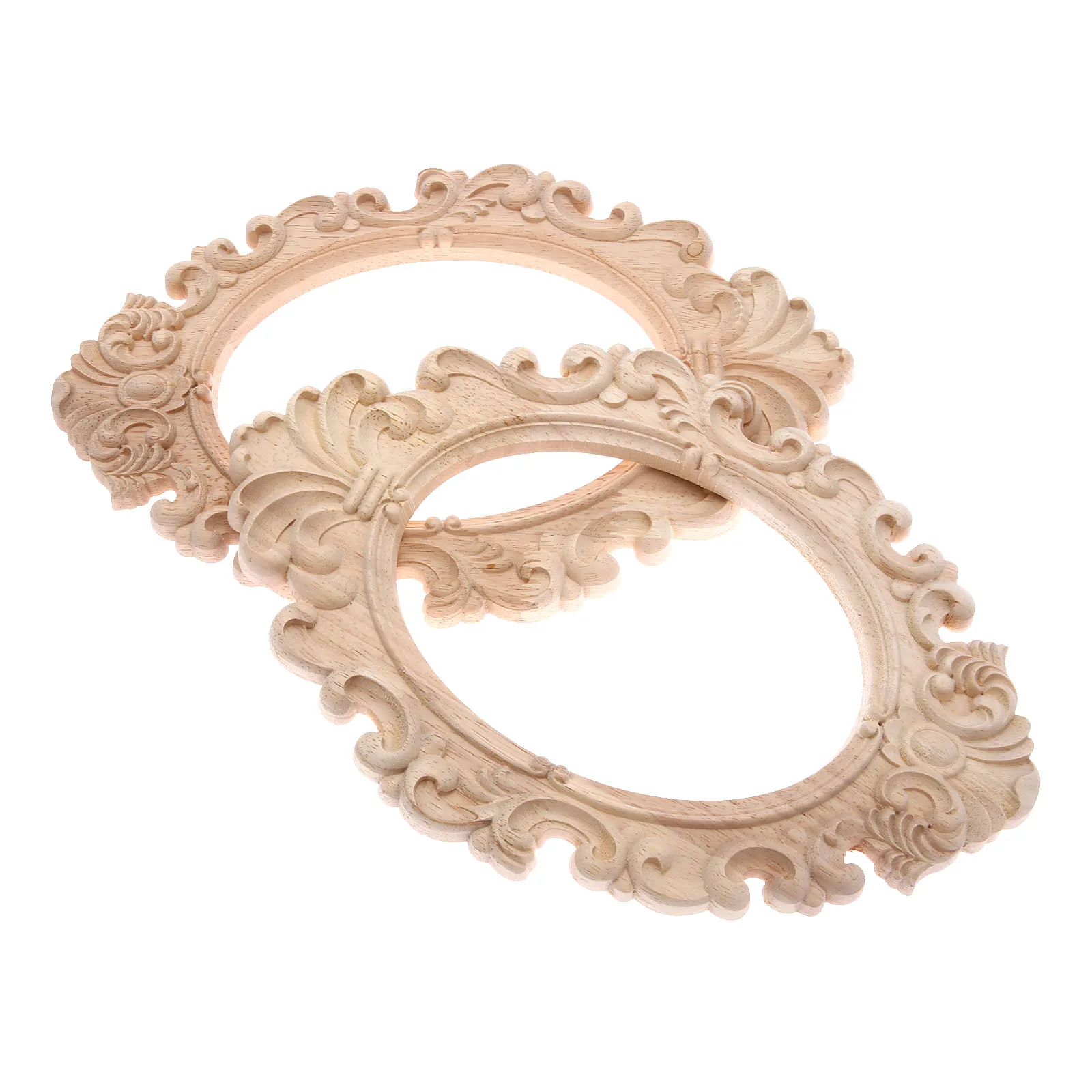 彫刻が施された楕円形の木製コーナーフレーム,家の家具の装飾,31x20cm,2ユニット