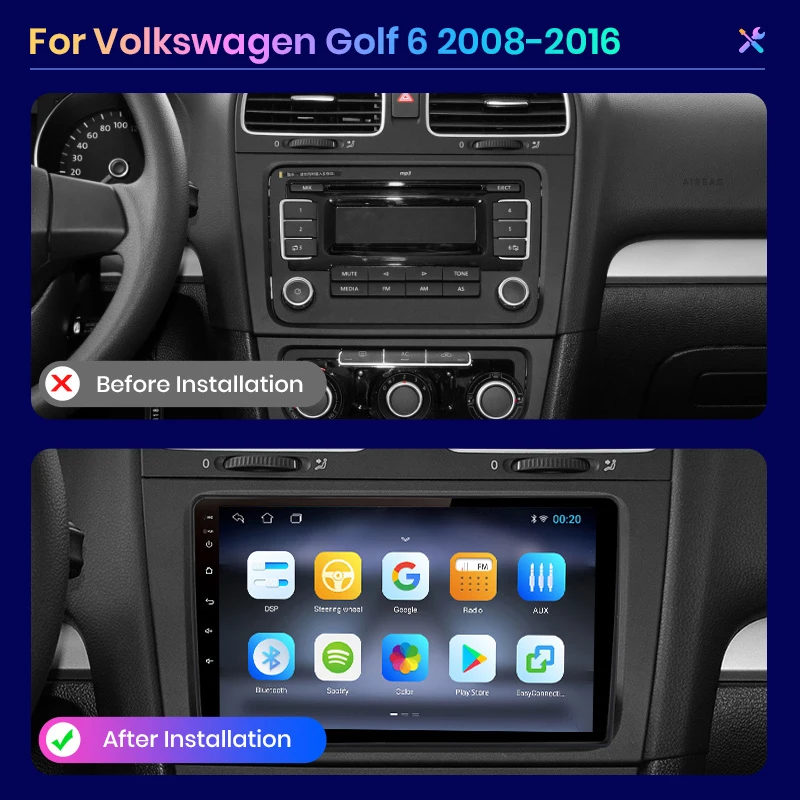 AWESAFE Wireless CarPlay Android 13 Radio For VW Volkswagen Golf 6 2008 - 2016 GPS Navigation Stereo Car Intelligent Systems