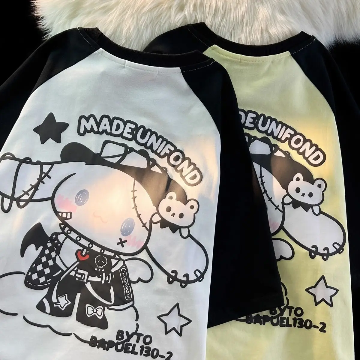 Sanrio Cinnamoroll Cute Cartoon Design T-shirt Japanese Style Harajuku Fashion Loose Tees Women's Summer New Dopamine Couple Top