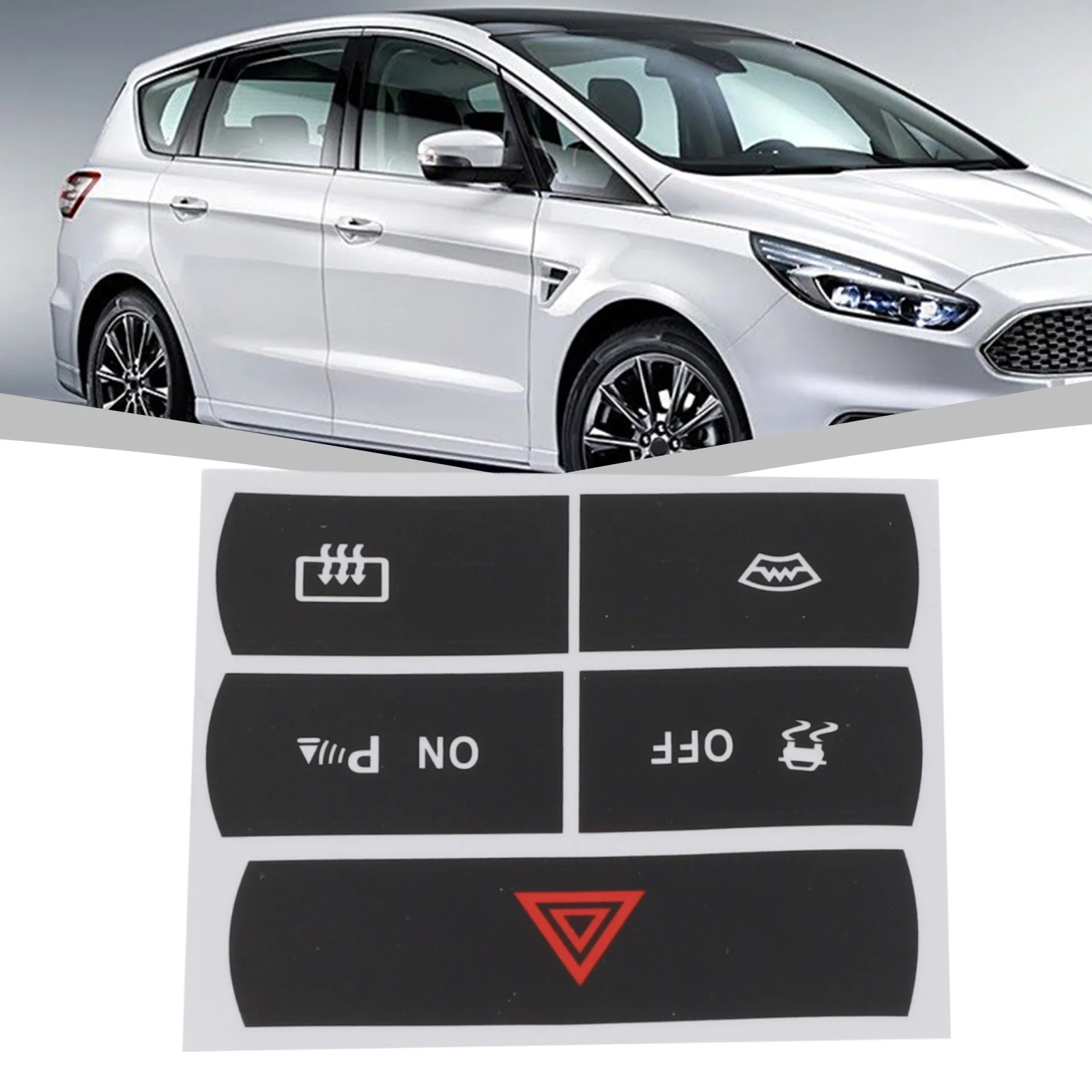 Button Repair Decal Sticker Set Black For Ford For S-Max Automobile Double Flash Repair Switch Button Sticker Car Interior Decor