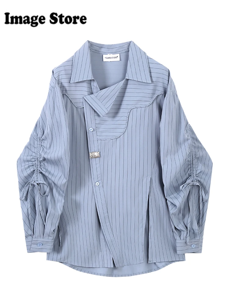Fall Winter Women Korean Fashion Striped Design Shirts Design Long Sleeve 2000s Aesthetic Shoujo Top Chic Mori Girl Preppy
