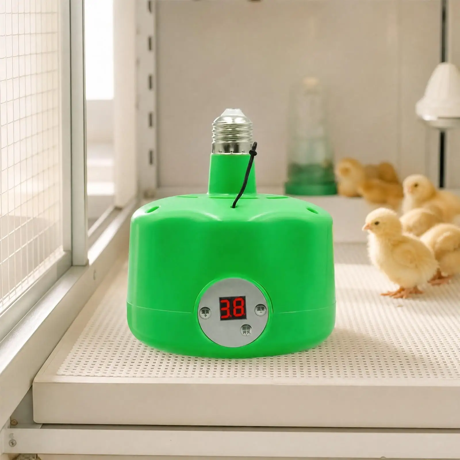 Thermostatic Pet Warming Lamp Adjustable Digital Chicken Heat Lamp Ventilated Chicken Coop Heater for Nursery Enclosures, Bird