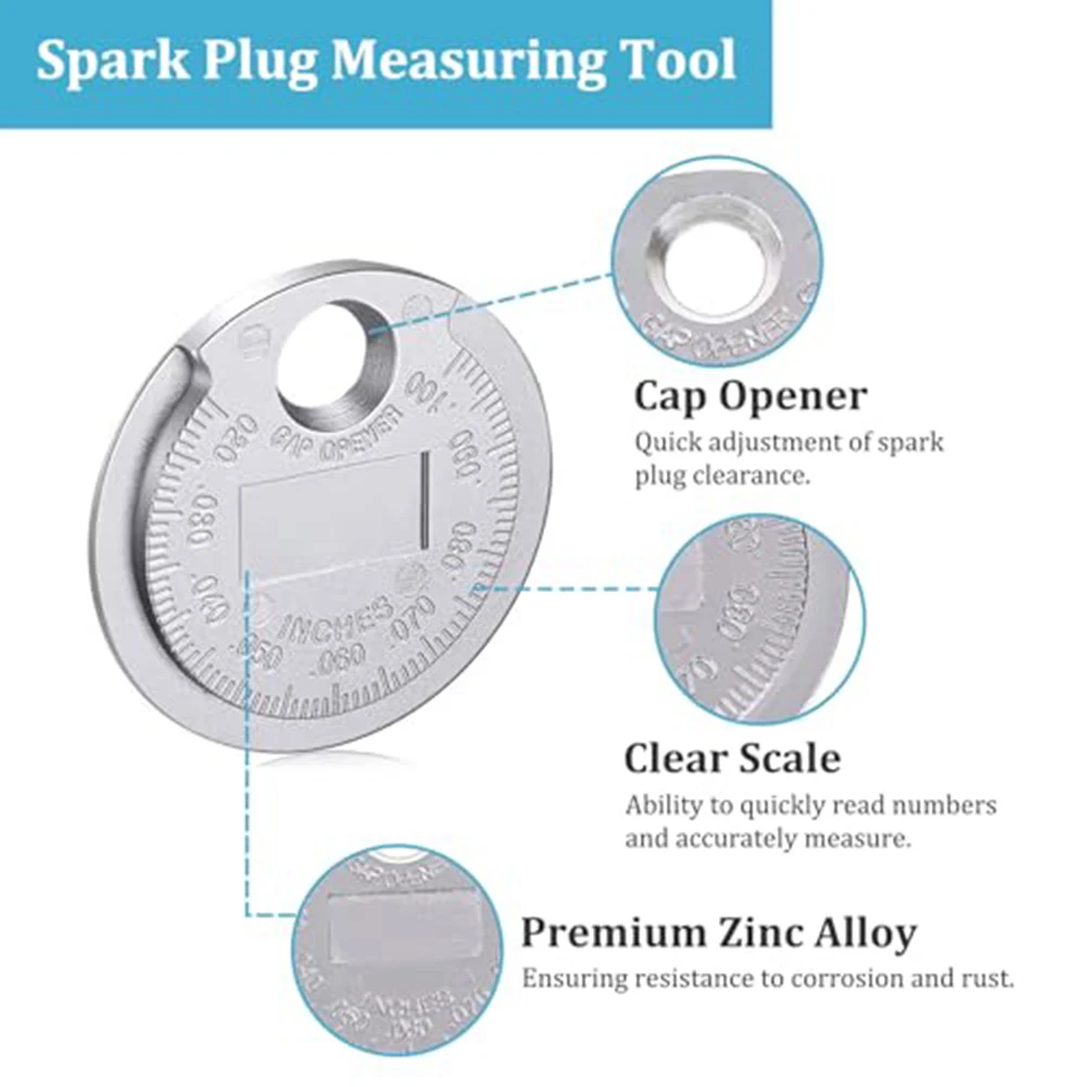 For Engine Tuning Silver Spark Gap Gauge Ignition Gap Gauge Zinc Alloy Construction Key Ring Hole Compact Portable