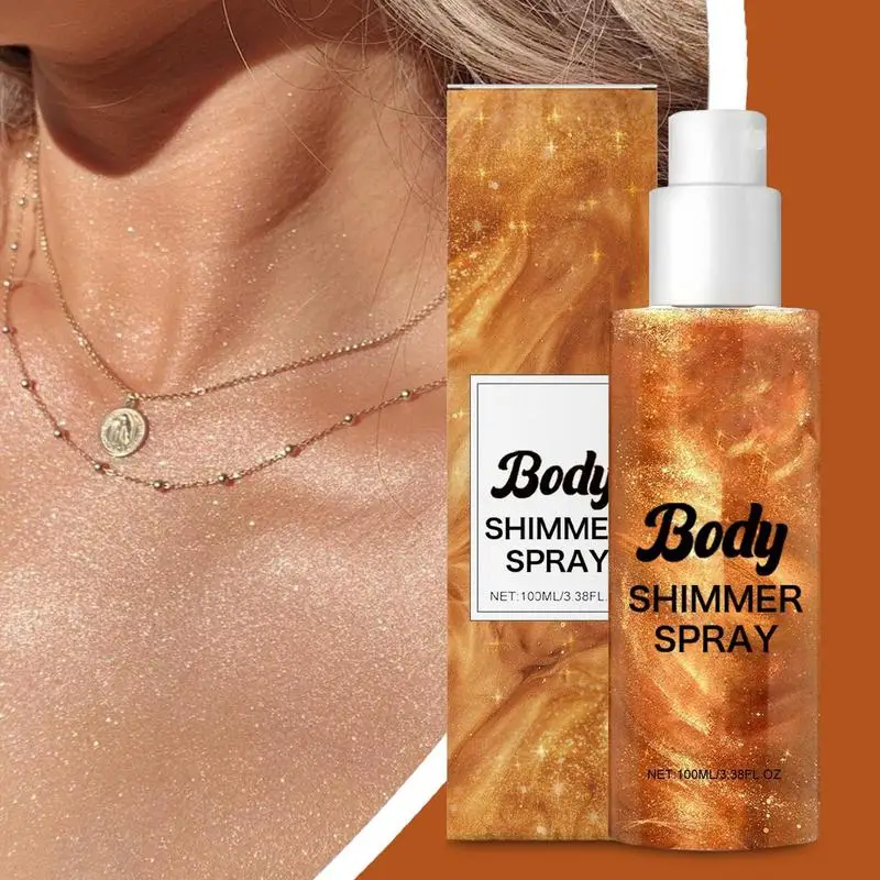 Spray brillante para el cuerpo, resaltador brillante de bronce, brillo corporal, aceite iluminador Facial, brillo corporal, ropa para el cabello, polvo brillante