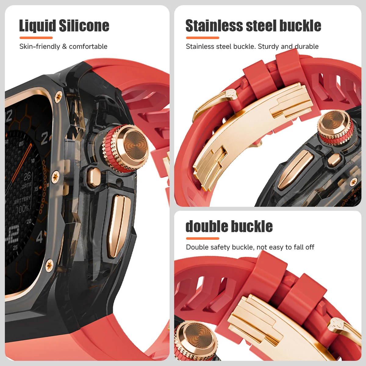 Luxury Modification Kit for Apple watch 49mm Strap+Case for Iwatch ultra 3/2/1 Hinged Cover Installation Screen Protector Band
