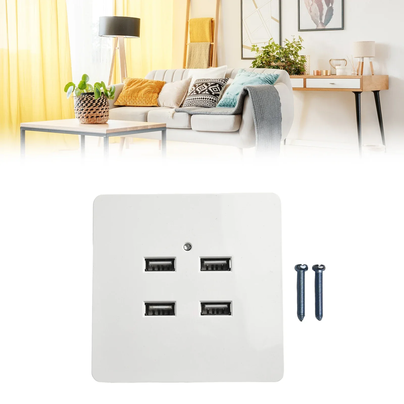 Outlet Socket Mobile Phone Charging Socket USB Socket Wall Mounted 4 USB Ports DC 5V 3.2A Over-charge Protection