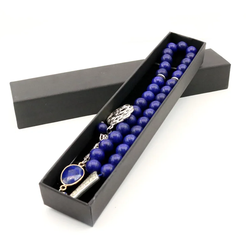 Natural blue gemstone Tasbih 33 66 99 beads luxury rosary muslim misbaha men's rosary bracelet beautifully packaged Tesbih gift