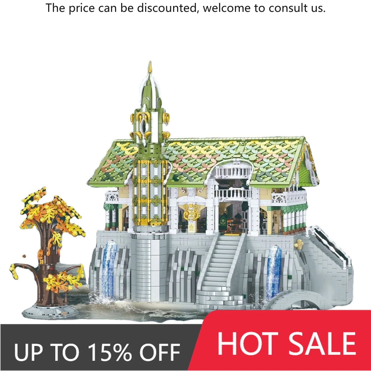 

Baka 33242 High-Difficulty Puzzle Desktop Ornaments Plastic Street View Building Blocks With Harp & Hand Brotherhood Model Toy