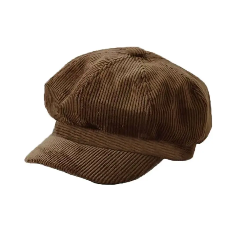 Vintage Women Corduroy Hat Newsboy Caps Octagonal Baker Peaked Beret Driving Hat Female Sunscreen Hats Painter Tour Cap