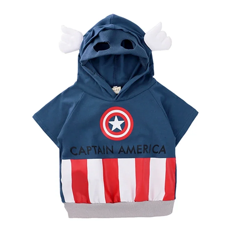 Cartoon Disney Spiderman maglietta con cappuccio Captain America felpa con cappuccio magliette per bambini Toddler Boys Girls capispalla vestiti per bambini pigiama