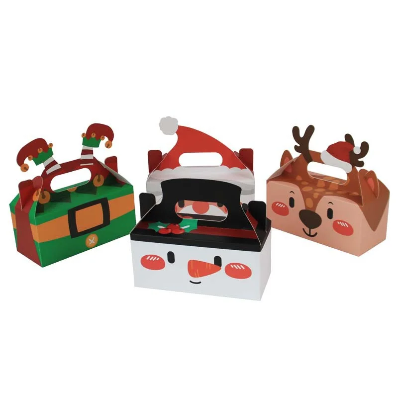 

4Pcs Cake Box Shape Merry Christmas Candy Boxes Bags Christmas Santa Claus Gift Box Navidad Natal Noel Party Decoration 2024