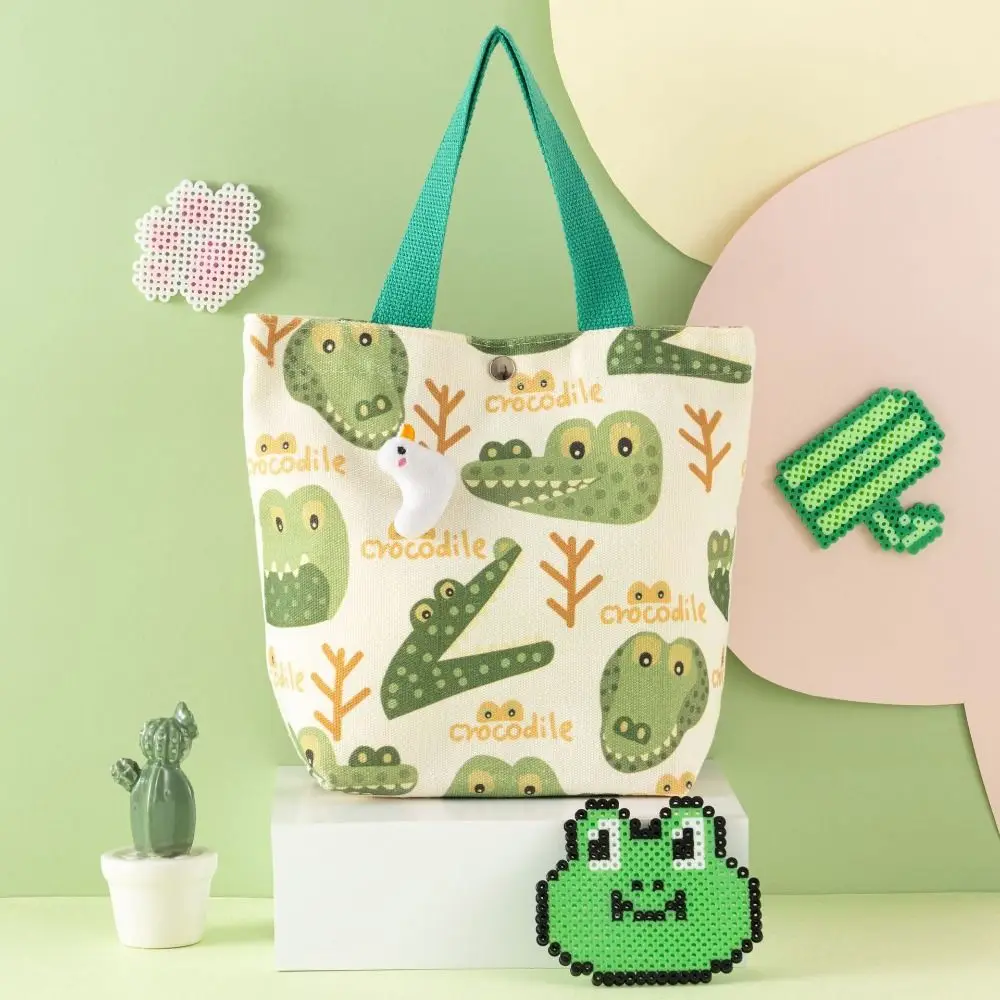 New Dinosaur Cartoon Canvas Handbag Cute Tote Crocodile Print Canvas Bags borse per bambini portatili di grande capacità