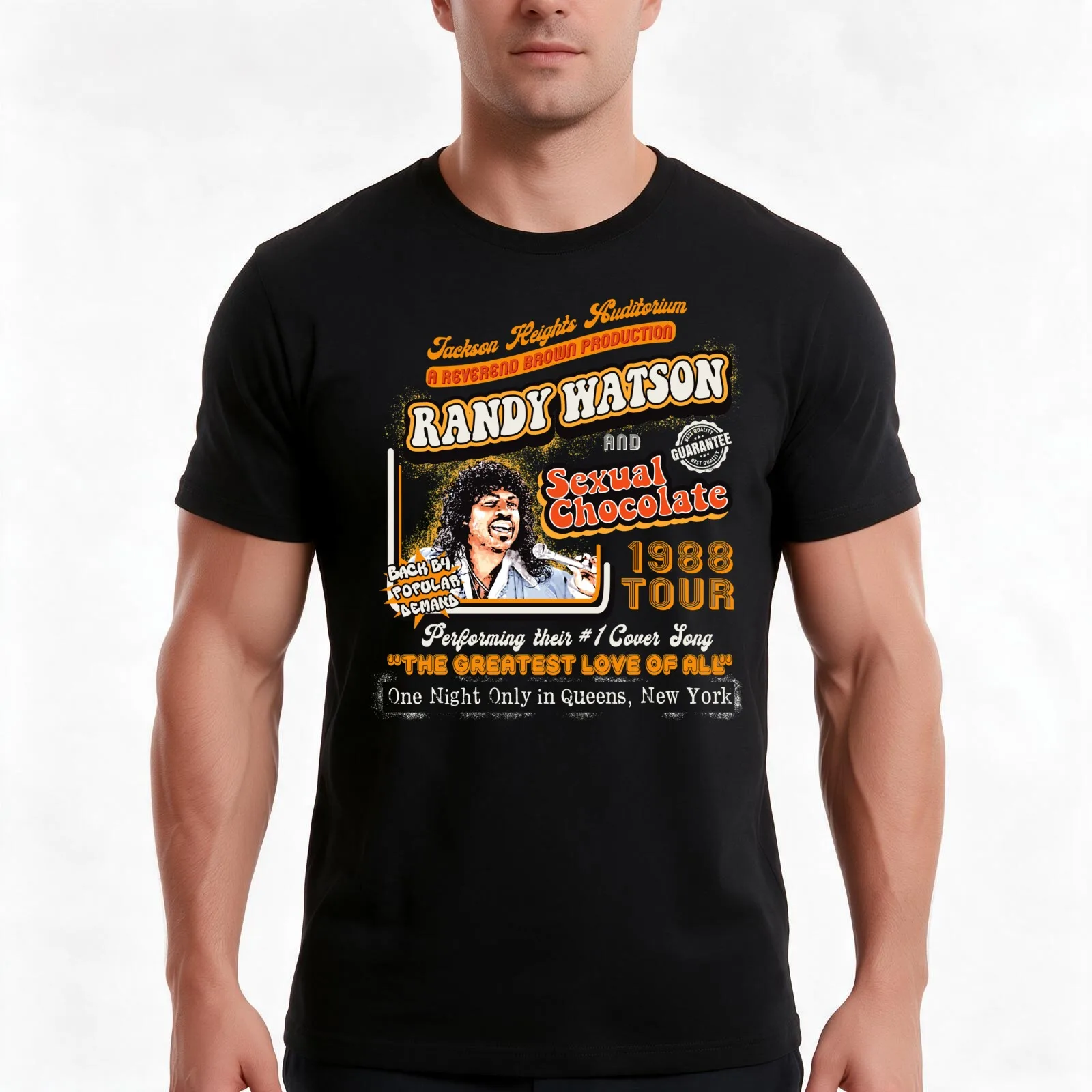Randy Watson Sexual Chocolate Concert Poster T-Shirt, Summer Casual Cotton Tee, Oversized Streetwear Tops, Vintage Graphic Print