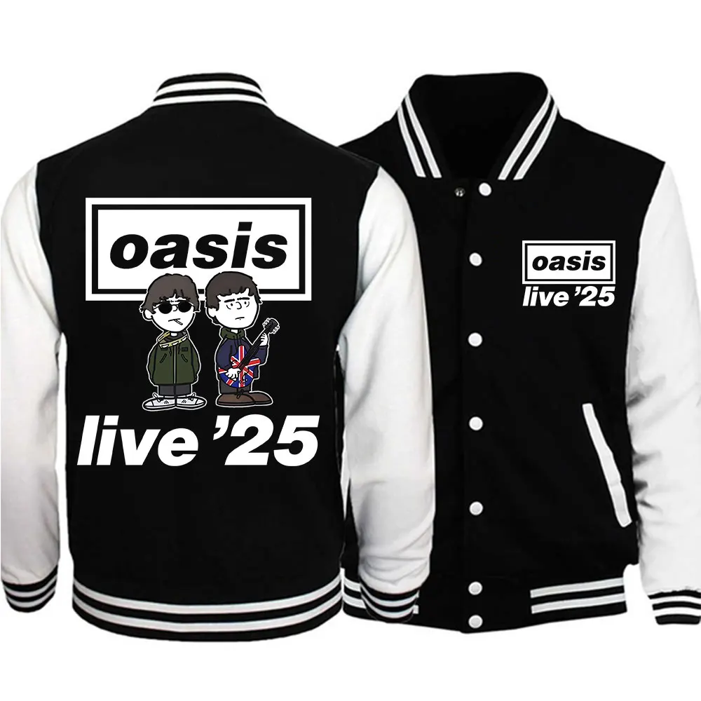 Oasis Live 25 Tour 2025 Baseball Uniform Jacket Hiphop Oasis Concert Music Baseball Jackets for Fans Gift